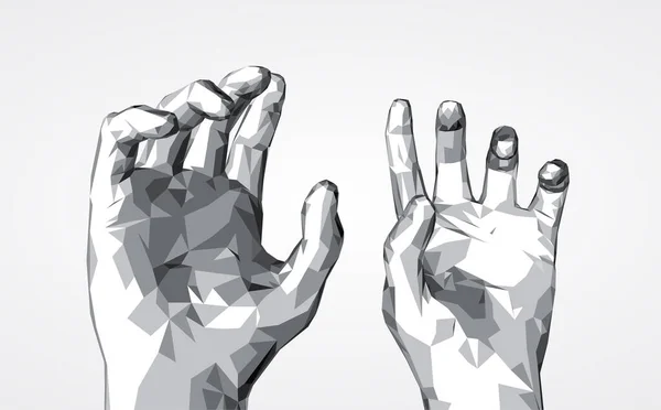 Baixo Estilo Poli Ilustração Mão Gestos Mão Expressivos Vector Mão —  Vetores de Stock