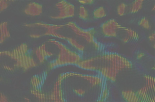 Abstrakter Vektorhintergrund Dunkel Schillernde Textur Halbton Wellendesign Mit Öligen Farbübergängen — Stockvektor
