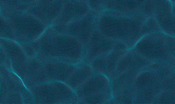 Vektorwellennetz Aus Quadraten Wellenförmige Netzverzerrung Illustration Des Futuristischen Netzgitters Blueprint — Stockvektor