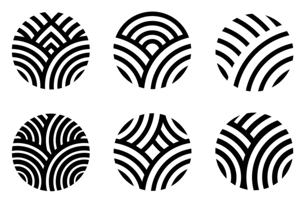 Conjunto Vectorial Círculos Lineales Abstractos Simples Emblemas Circulares Logotipos Limpios — Archivo Imágenes Vectoriales
