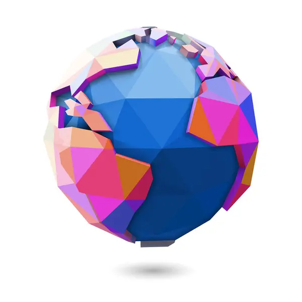 Vektor Earth Glob Med Levande Färg Land Och Blå Hav — Stock vektor