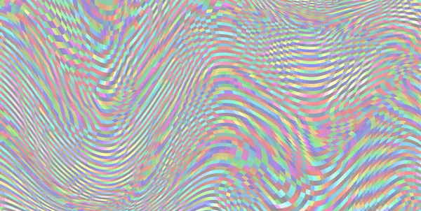 Glitch Muster Hintergrund Mit Flüssigen Holographischen Farben Und Geometrischen Mustern — Stockvektor