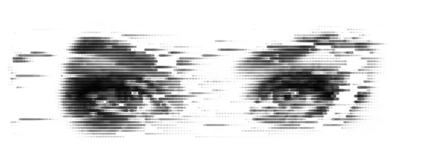 Φουτουριστικό Ημιτονοειδές Ανθρώπινο Μάτι Διανυσματικό Σχεδιασμό Pop Art Style Δυσλειτουργία — Διανυσματικό Αρχείο