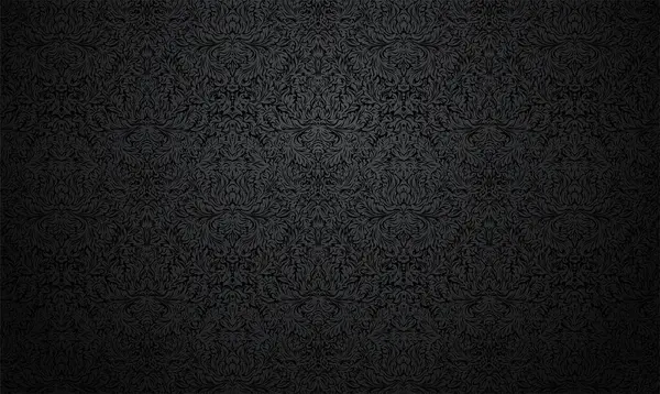 Vektör koyu renkli kumaş çiçekli arka plan. Entellektüel siyah süs. Zarif lüks dekoratif zemin.