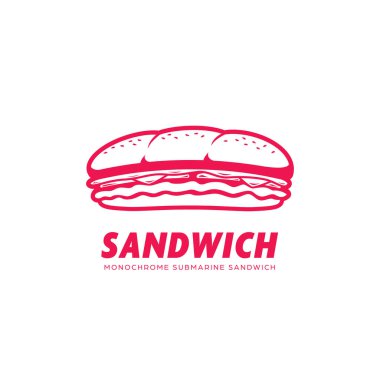 denizaltı sandviç logosu simgesi tek renkli pembe renkte