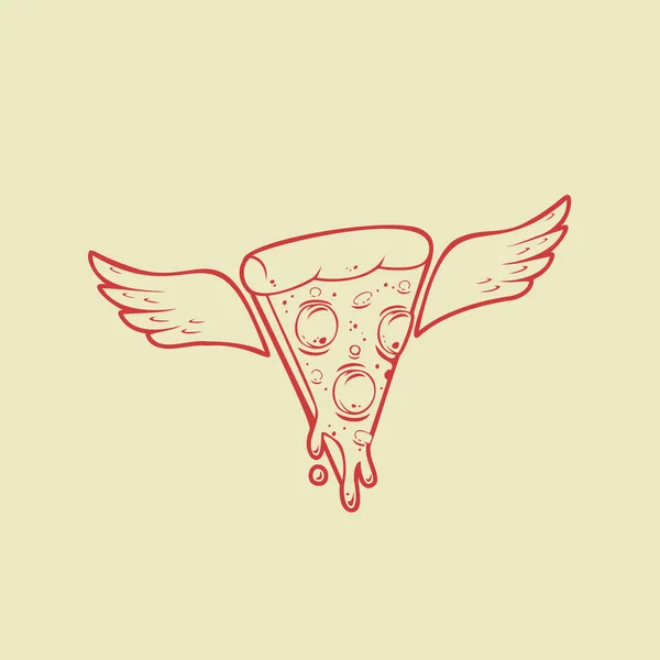 Плавление Ломтика Пиццы Сыра Моцарелла Изображением Логотипа Крыла Иллюстрации Ломтик — стоковый вектор