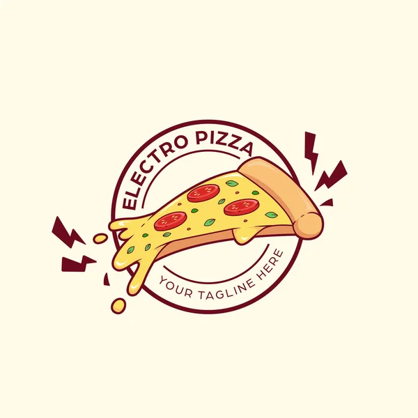 Электропицца Ресторан Логотип Символа Символ Круга Значок Пицца Электрической Иллюстрацией — стоковый вектор