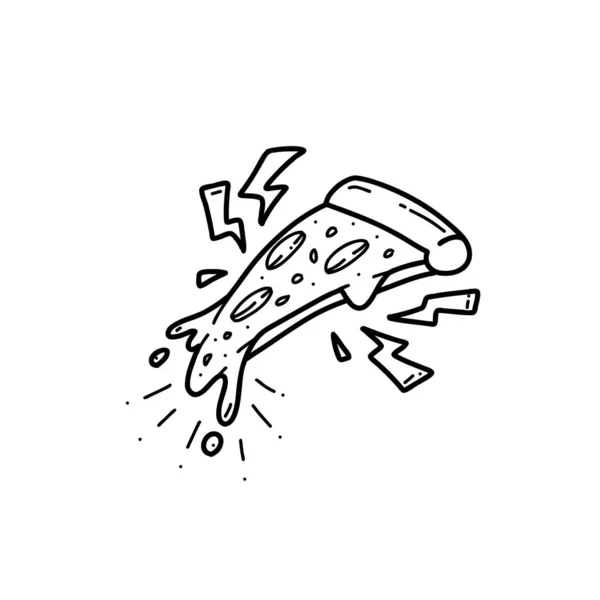 Електричний Шматочок Піци Ручний Малюнок Ілюстрація Каракулі — стоковий вектор