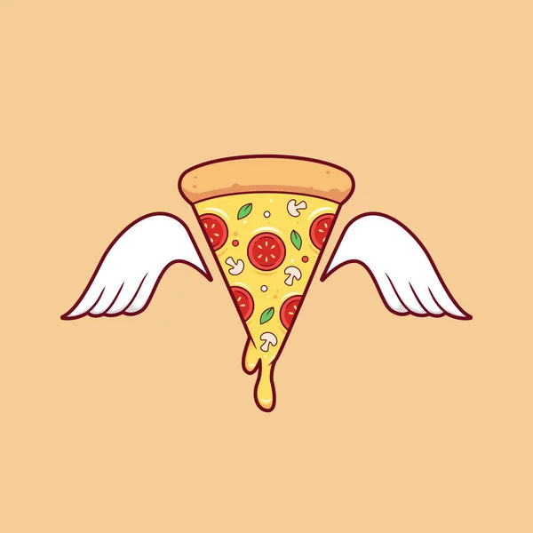 Queso Pizza Rebanada Fusión Con Ala Ilustración Vector — Archivo Imágenes Vectoriales
