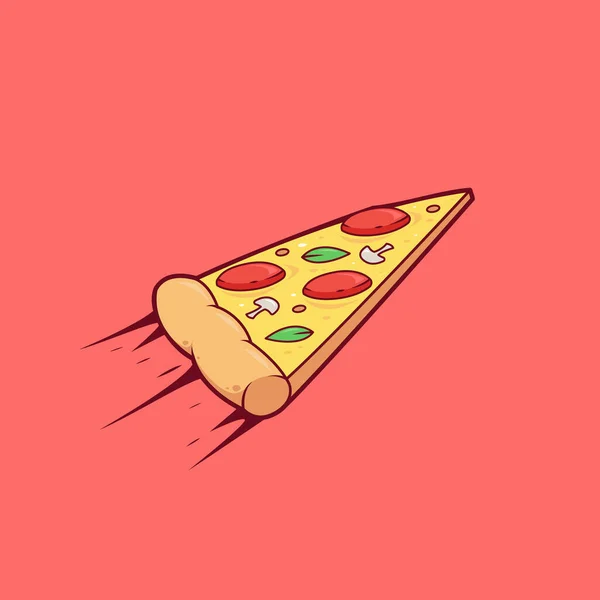 Létající Pizza Řez Ilustrační Vektor — Stockový vektor