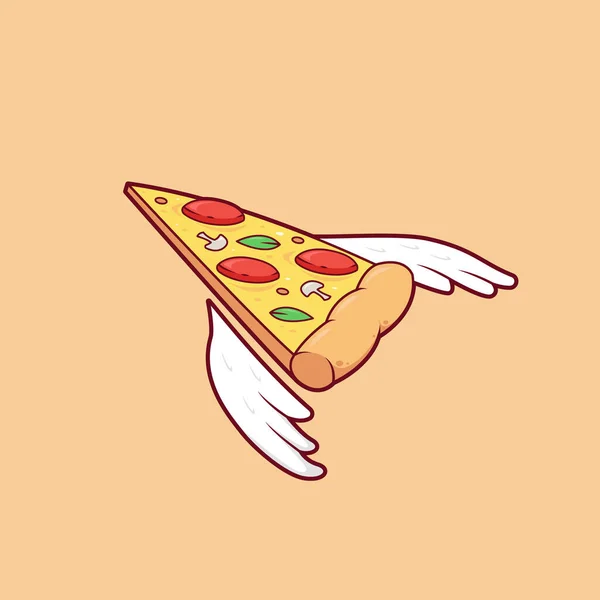 Летающий Кусок Пиццы Иллюстрацией Крыла Пицца Ангела — стоковый вектор