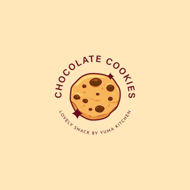 Çikolata parçalı kurabiye logosu illüstrasyon vektörü