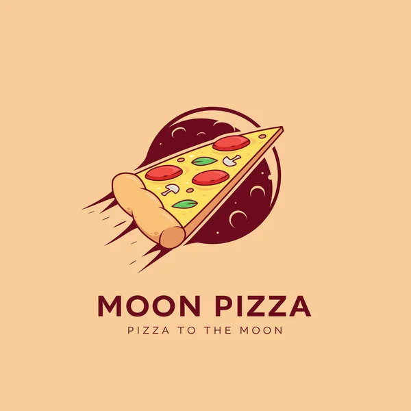 Пицца Логотипе Луны Летящая Пицца Иконку Логотипа Луны — стоковый вектор