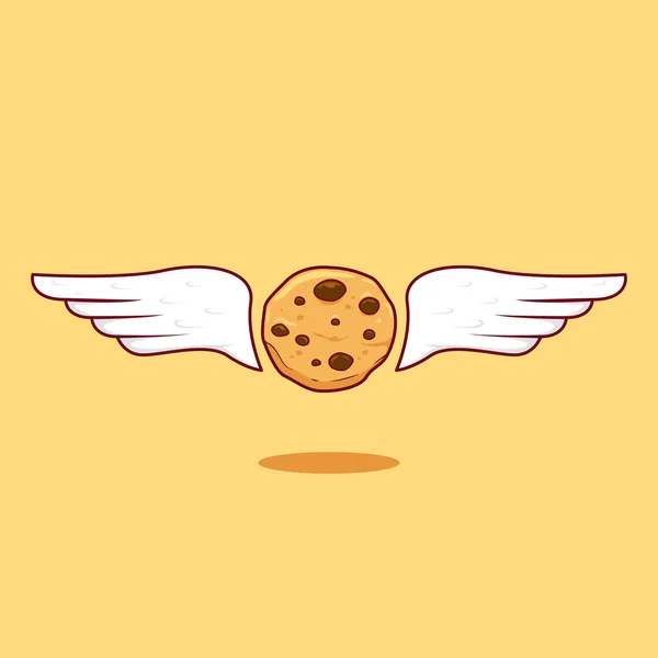 Cookie Chocolat Volant Avec Vecteur Illustration Aile — Image vectorielle