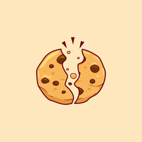 Split Chocolate Chips Cookie Ilustración Pastelería Pastel Comida Snack Vector — Archivo Imágenes Vectoriales