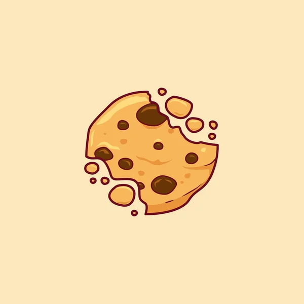 Crumble Chocolate Chip Cookie Vetor Ilustração — Vetor de Stock