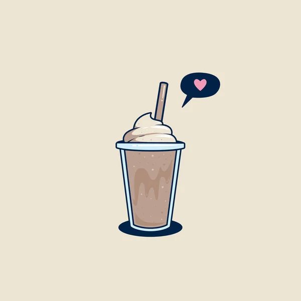 Milkshake Chocolat Dans Une Tasse Emporter Avec Illustration Garniture Crème — Image vectorielle