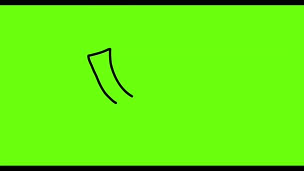 Doodle Krzywa Animacja Wskaźnik Strzałki Zielonym Tle Ekranu Dla Elementu — Wideo stockowe