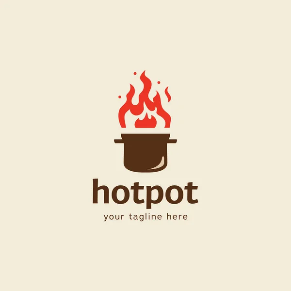 Keuken Hot Pot Restaurant Logo Pictogram Met Grote Pot Rode — Stockvector