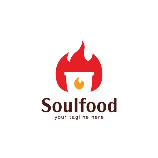 Dapur Makanan Jiwa Dengan Logo Panci Panas Dengan Simbol Ikon - Stok Vektor