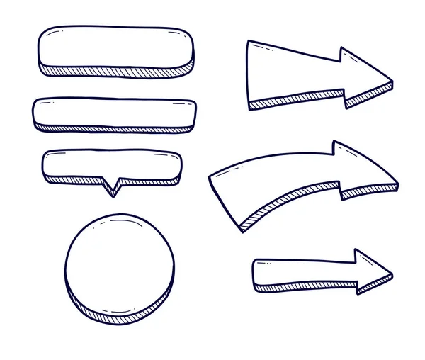 Doodle Κουμπί Συλλογή Σύνολο Χέρι Περίγραμμα Σχεδίασης Doodle Κουμπί Ορθογώνιο — Διανυσματικό Αρχείο