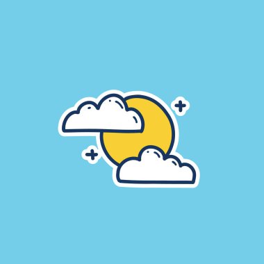 Dolunay ikonu karalama el çizimi dolunay stili. Dolunay bulutların arkasında. Karalama hava durumu ikonu.