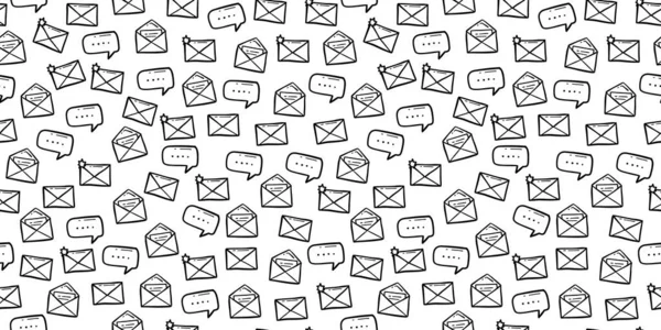 Letter Mail Email Doodle Seamless Pattern Good Background Backdrop Wallpaper — Vettoriale Stock