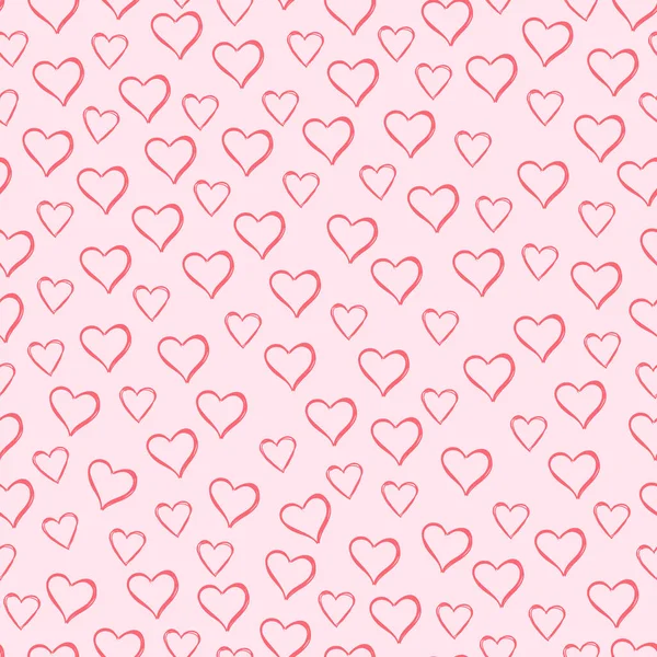 Dodle Love Heart Hand Drawing Scribble Seamless Pattern Tile Background — стоковый вектор