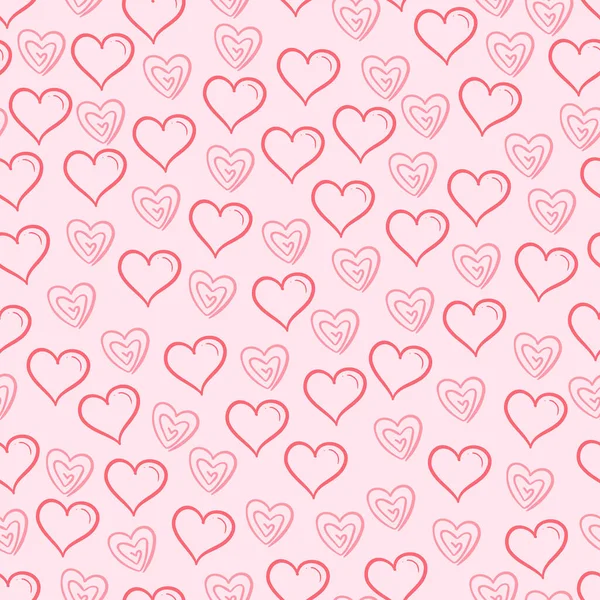 粉红相间的爱情涂鸦无缝图案瓷砖背景 — 图库矢量图片