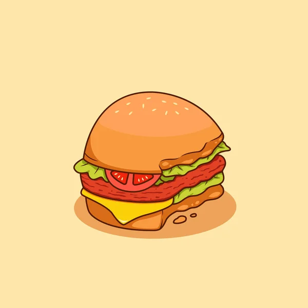 Δαγκωμένο Burger Χοιρινό Κρέας Και Τυρί Διανυσματική Απεικόνιση Μισοφαγωμένο Χάμπουργκερ — Διανυσματικό Αρχείο