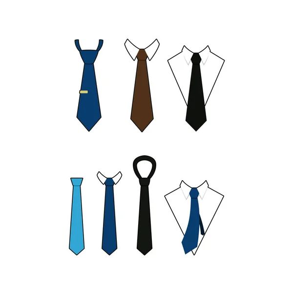 Vector Illustration Collection Office Necktie Tie Collar Graphic Decoration Element — Stock Vector