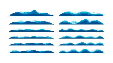 Mavi dalga kenarlık çerçeve bölücü dekorasyonu, mavi kağıt dalgalı sınır çerçeve dekorasyonu