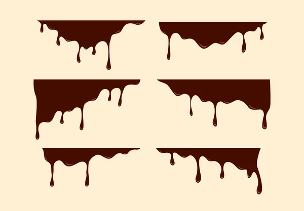 Fluente Fusione Cioccolato Latte Liquido Fumetto Vettore Illustrazione Collezione — Vettoriale Stock