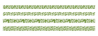 Doğa bitkisi ve sebze yaprağı yatay sınır deseni tasarım için pürüzsüz. vektör koleksiyonu sınır çizgisi