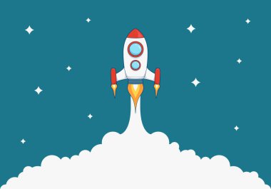 Roket uzay gemisi büyük bir duman izi çizimi ile fırlatıldı