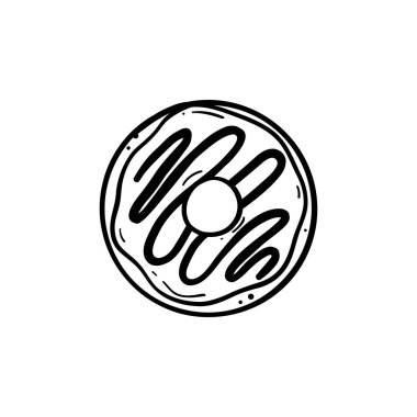 Üst el görünümlü donut karalama çizgisi çizilmiş çizim çizgisi beyaz arkaplan üzerinde siyah çizgili resim çizgisi