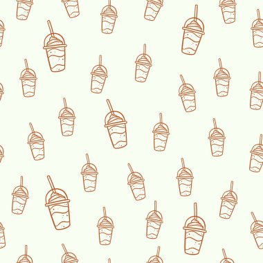 frappe kahve harmanlanmış kafeterya içeceği fincanlarda servis edilen kusursuz arkaplan çizgisi.