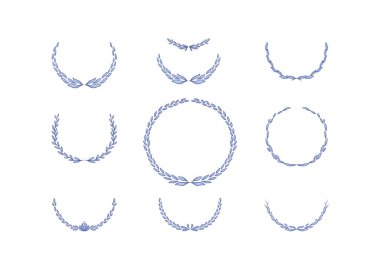 Klasik Ödül ve Sertifika Sınırı İçin Minimalist Mavi Laurel Çelenkleri Koleksiyonu