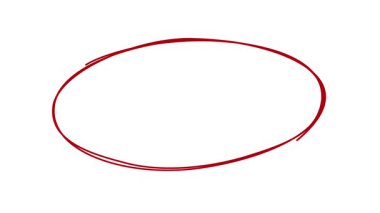 Sunum için beyaz izole arkaplana kırmızı daire vuruşunu karala