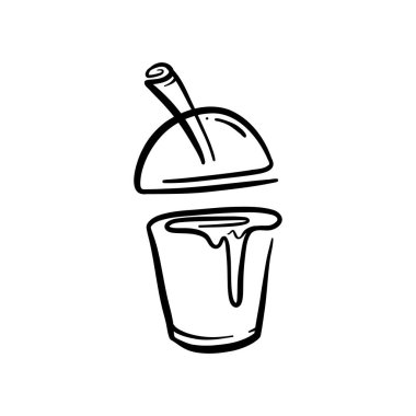 Doodle Smoothies buzlu bardağı içecek ana hatları simgesi