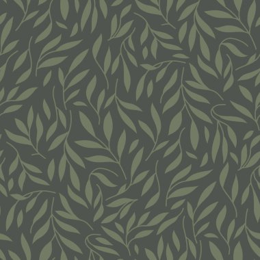 hand drawn green leaves branch seamless pattern background decorative for nature and floral design