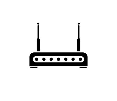 Beyaz arkaplanda kablosuz ağ yönlendirici simgesi.