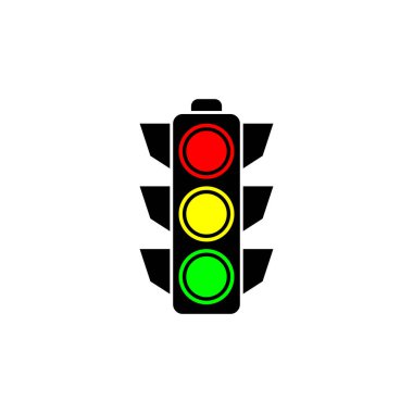 Trafik ışığı düz simgesi, vektör illüstrasyonu.