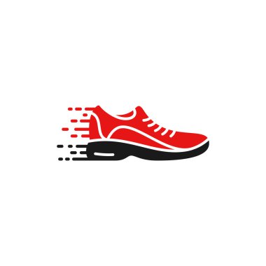 Spor ayakkabıları ayakkabı logosu tasarımı, vektör illüstrasyonu.