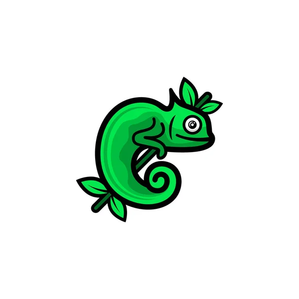 Yeşil bukalemun soyut logo tasarımı.