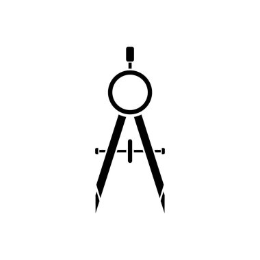 Beyaz arkaplanda pusula simgesi, vektör illüstrasyonu.