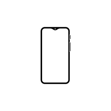 Beyaz arkaplanda çerçevesiz akıllı telefon simgesi.