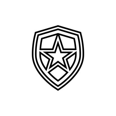 Kalkan ve yıldız simgesi vektör çizimi.