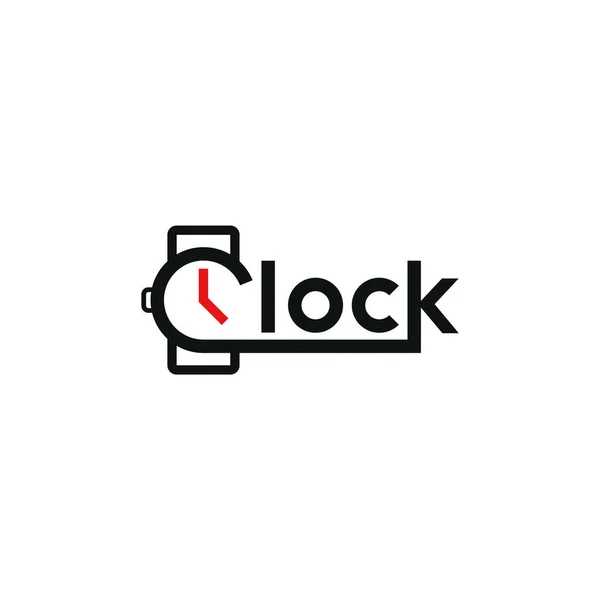 Reloj Texto Creativo Logo Diseño — Vector de stock