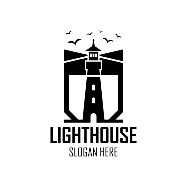 Deniz feneri logosu tasarım şablonu çizimi.